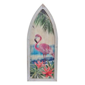 Wall Decoration DKD Home Decor Wood Pink flamingo Tropical