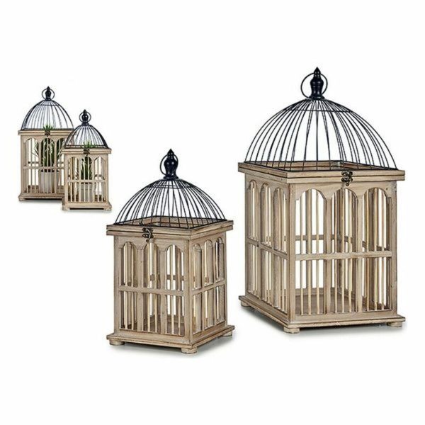 Cage Squared Wood Natural (2 Pieces)